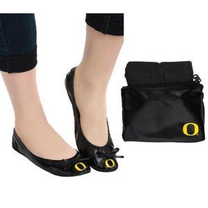 OREGON DUCKS LOGO WOMENS FOLDABLE FLATS SHOES